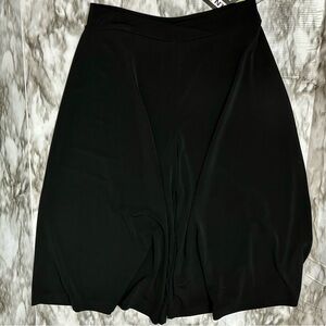 Black Petite Wide Leg Cropped Palazzo Pull On Pants Lightweight Yoga Travel Play